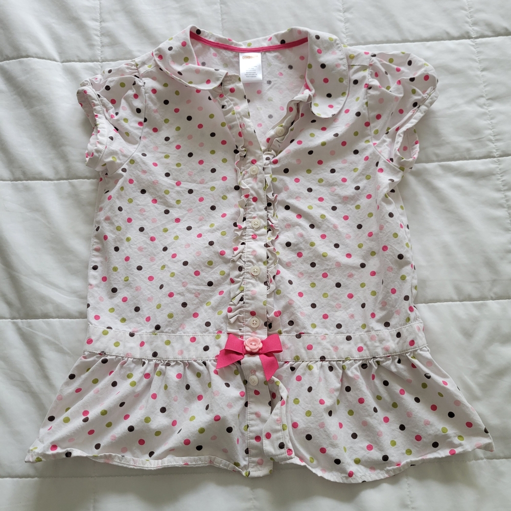 Gymboree Polka Dot Ruffle Blouse - Pink, Green, Brown